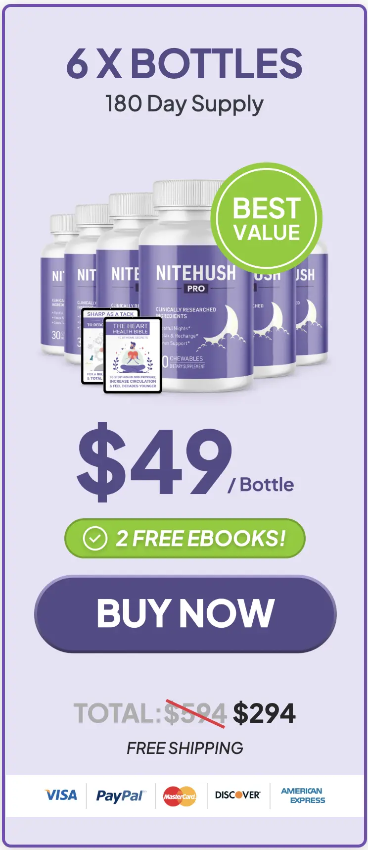 NiteHush Pro 6 bottle price 